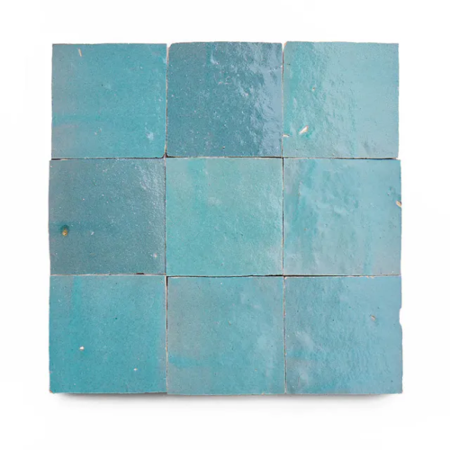 Handcrafted Moroccan Ceramic Tiles – Square 4x4 – GLACIER BLUE