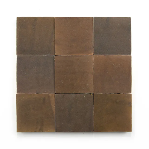 Handcrafted Moroccan Ceramic Tiles – Square 4x4 – BROWNSTONE