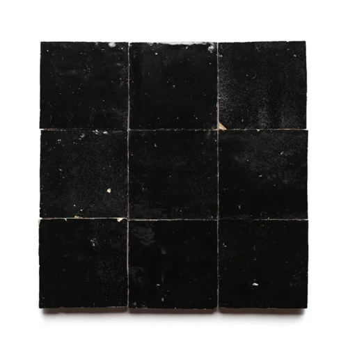 Handcrafted Moroccan Ceramic Tiles – Square 4x4 – CARBON BLACK