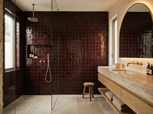 Rouge handmade Moroccan zellige tile – 4x4 square