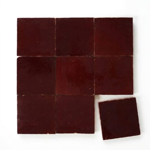 Rouge handmade Moroccan zellige tile – 4x4 square