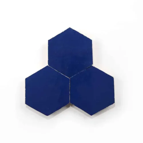 Handcrafted Moroccan Ceramic Tiles – 3.5 Inch Hex – MOROCCAN BLUE