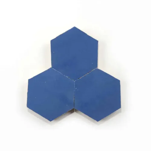 Handcrafted Moroccan Ceramic Tiles – 3.5 Inch Hex – PORTUGUESE BLUE