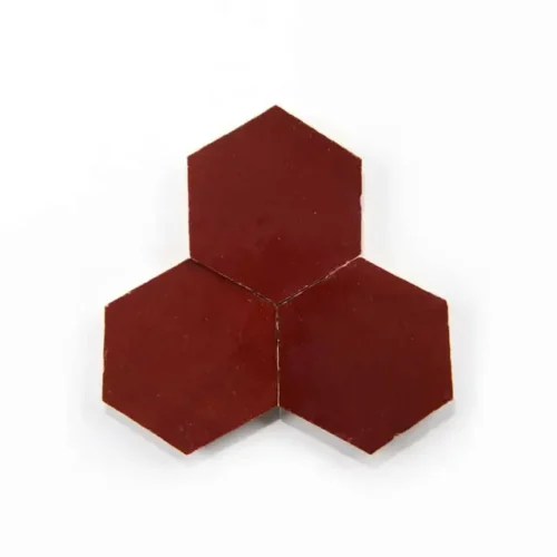 Handcrafted Moroccan Ceramic Tiles – 3.5 Inch Hex – ROUGE HEX