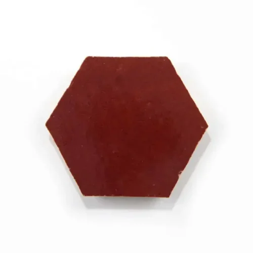 Handcrafted Moroccan Ceramic Tiles – 3.5 Inch Hex – ROUGE HEX