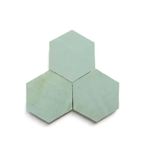 Absinthe handmade Moroccan zellige tile – 3.5 inch hexagon