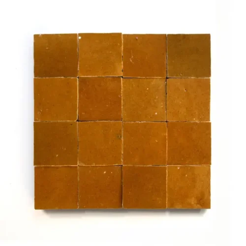 Amber 2x2 square zellige tile Amber handmade Moroccan zellige tile – 2x2 square