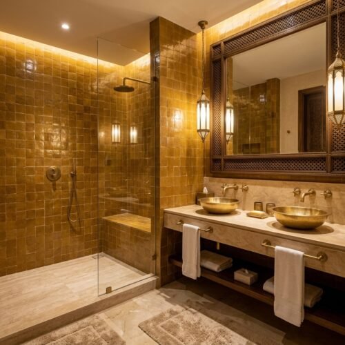Amber handmade Moroccan zellige tile – 4x4 square