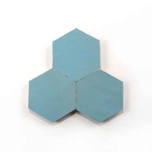 Arcadia Blue handmade Moroccan zellige tile – 3.5 inch hexagon