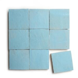 Arcadia Blue handmade Moroccan zellige tile – 4x4 square
