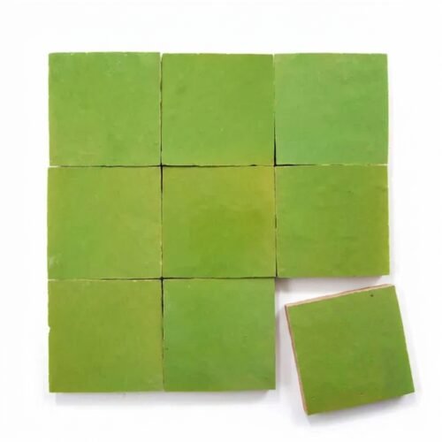 Avocado handmade Moroccan zellige tile – 4x4 square