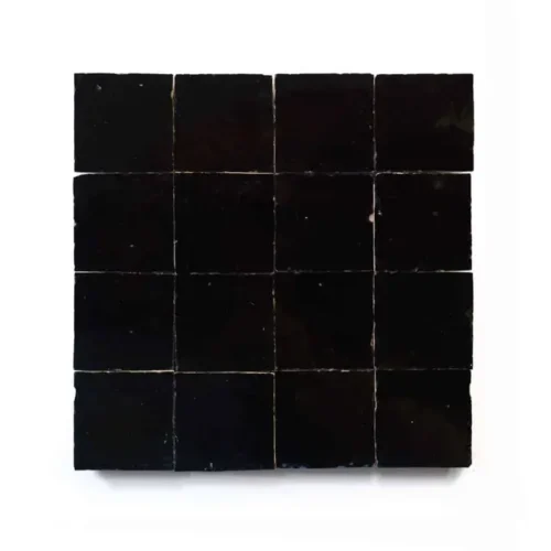 Carbon Black handmade Moroccan zellige tile – 2x2 square