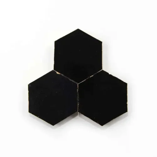 Carbon Black 3.5 inch hexagon zellige tile Carbon Black handmade Moroccan zellige tile – 3.5 inch hexagon