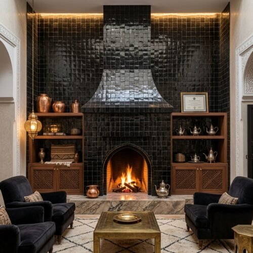 Carbon Black handmade Moroccan zellige tile – 4x4 square