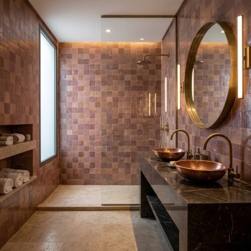 Desert Bloom handmade Moroccan zellige tile – 4x4 square