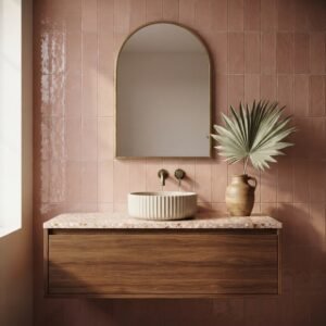 Desert Bloom bejmat 2x6 zellige tile installation