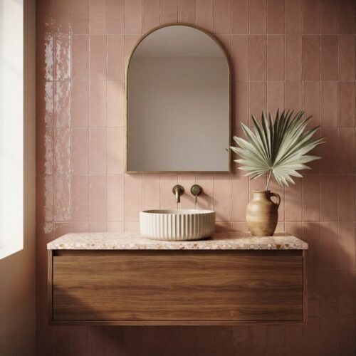 Desert Bloom bejmat 2x6 zellige tile installation