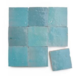 Glacier Blue handmade Moroccan zellige tile – 4x4 square