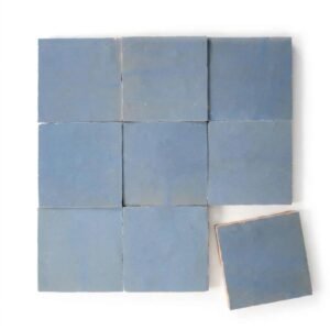 Maya Blue handmade Moroccan zellige tile – 4x4 square