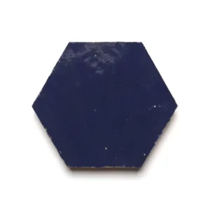 Night Blue handmade Moroccan zellige tile – 3.5 inch hexagon