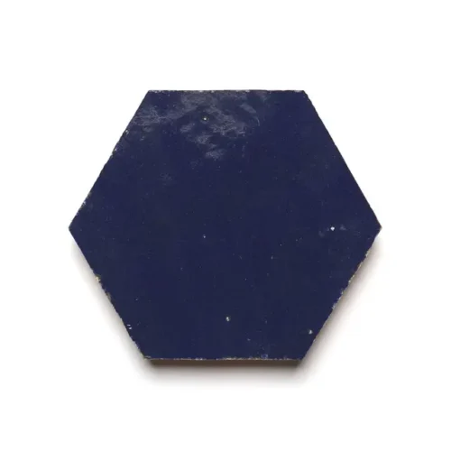 Night Blue handmade Moroccan zellige tile – 3.5 inch hexagon