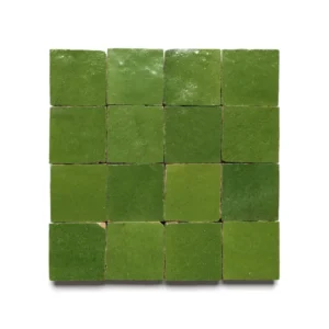 Prairie Green 2x2 square zellige tile Prairie Green handmade Moroccan zellige tile – 2x2 square