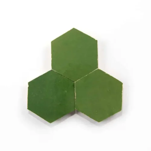 Prairie Green handmade Moroccan zellige tile – 3.5 inch hexagon