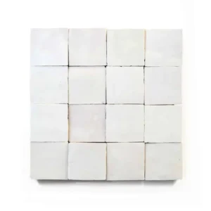 Pure White 2x2 square zellige tile Pure White handmade Moroccan zellige tile – 2x2 square