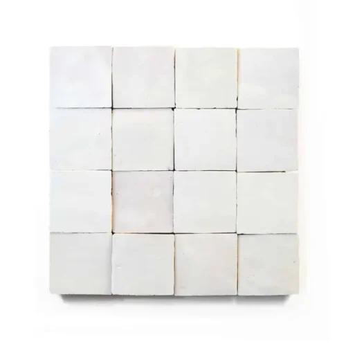 Pure White 2x2 square zellige tile Pure White handmade Moroccan zellige tile – 2x2 square