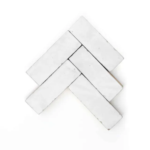 Pure White handmade Moroccan zellige tile – 2x6 bejmat