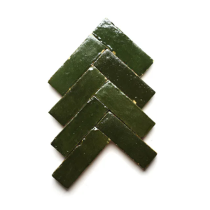 Racing Green handmade Moroccan zellige tile – 2x6 bejmat