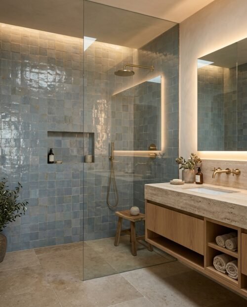 Skylight 4x4 square zellige tile Skylight handmade Moroccan zellige tile – 4x4 square