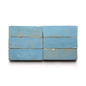 Superior Blue handmade Moroccan zellige tile – 2x6 bejmat