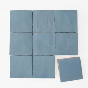 Superior Blue handmade Moroccan zellige tile – 4x4 square