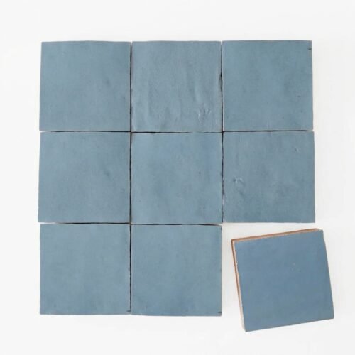 Superior Blue 4x4 square zellige tile Superior Blue handmade Moroccan zellige tile – 4x4 square