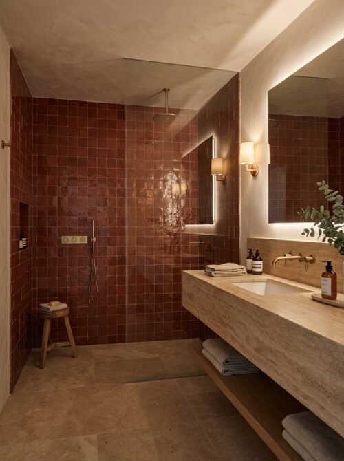 Terra Rosa 4x4 square zellige tile Terra Rosa handmade Moroccan zellige tile – 4x4 square