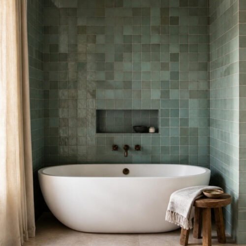 tidepool-2x2-square-zellige-tile-bathtub Tidepool 2x2 square zellige tile bathtub wall