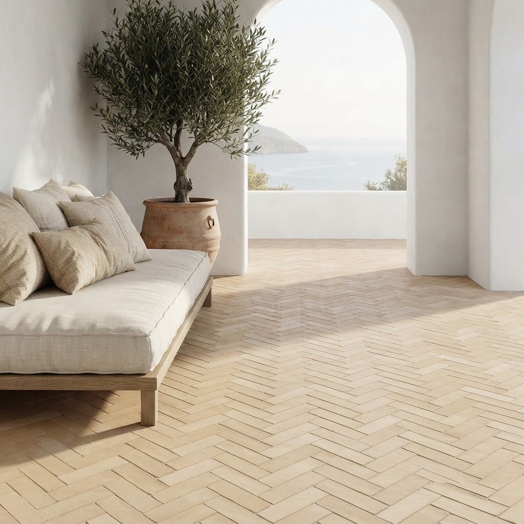 Unglazed Natural bejmat 2x6 zellige tile installation