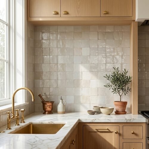 White handmade Moroccan zellige tile – 4x4 square