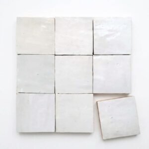 White handmade Moroccan zellige tile – 4x4 square