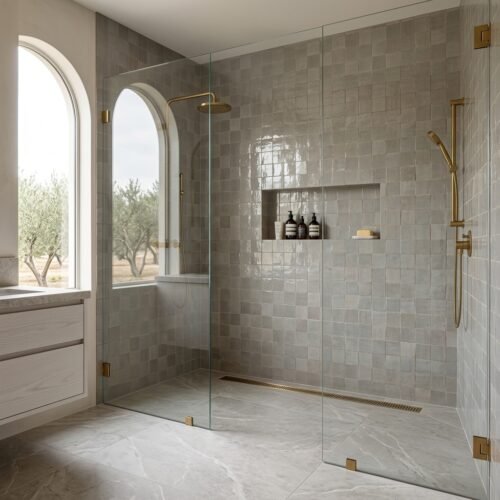 Zinc 4x4 square zellige tile Zinc handmade Moroccan zellige tile – 4x4 square